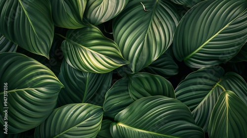 Abstract leaves in the background, a pattern that resembles nature's design. Bright green decoration, a representation of plant life.