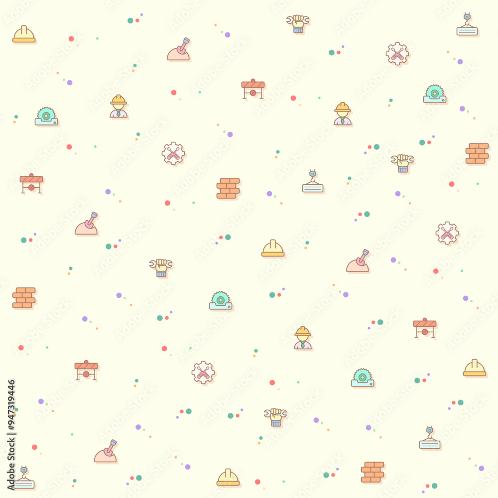 Vector illustration of a cute Labor Day and industry. Collection of engineer, architect, service, job, worker, factory, builder, labour, employee, helmet and other elements. Isolated on beige. Vector illustration of a cute Labor Day and industry. Collection of engineer, architect, service, job, worker, factory, builder, labour, employee, helmet and other elements. Isolated on beige.