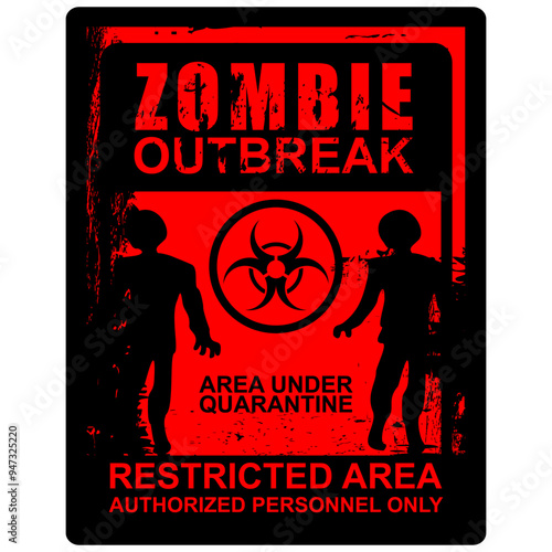 Warning, Zombie Outbreak, sign vector