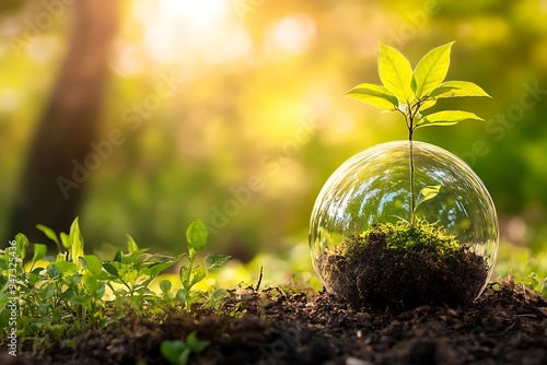 Sapling in Glass Globe, Symbol of Growth and Protection