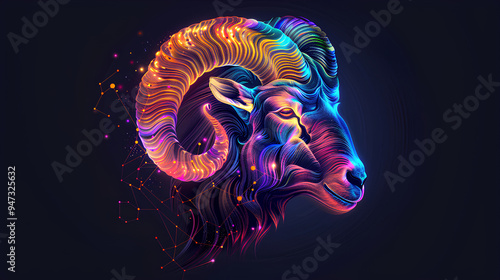 colorful aries zodiac and black background