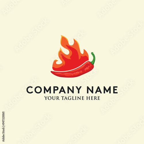 Hot Chili logo with fire vector