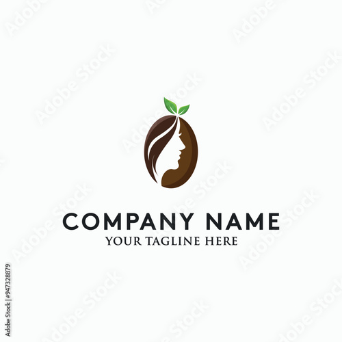 Coffee bean beauty logo vector