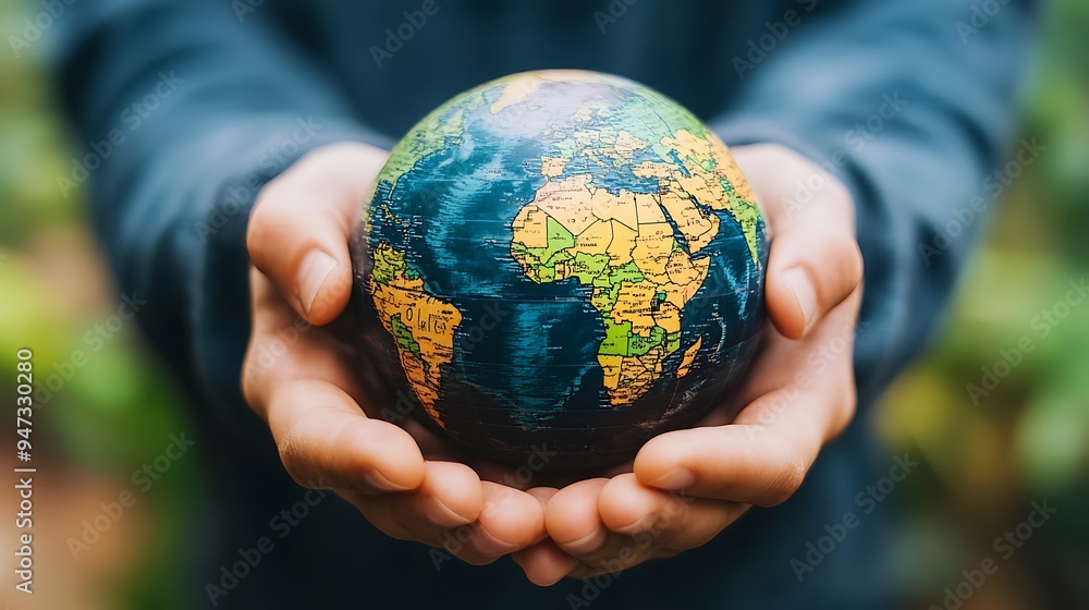 Hands Holding Globe: Protecting Our Planet Hands Holding Globe: Protecting Our Planet