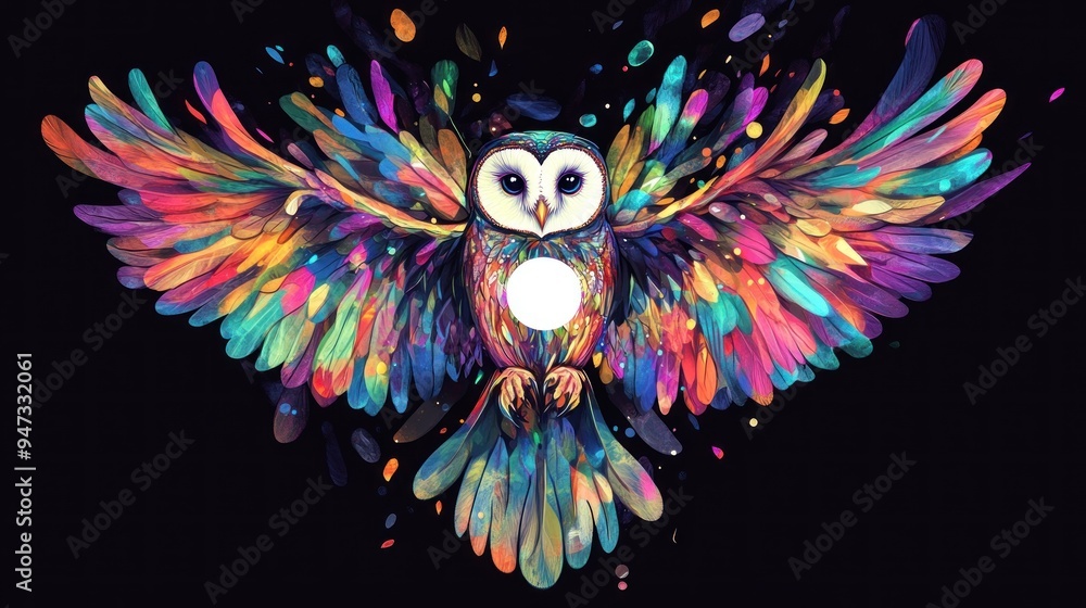 Colorful Owl in Flight Colorful Owl in Flight