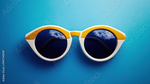 Sunglasses on Blue Background