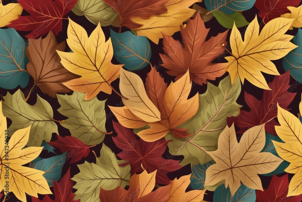 Fototapeta premium seamless pattern with autumn leaves