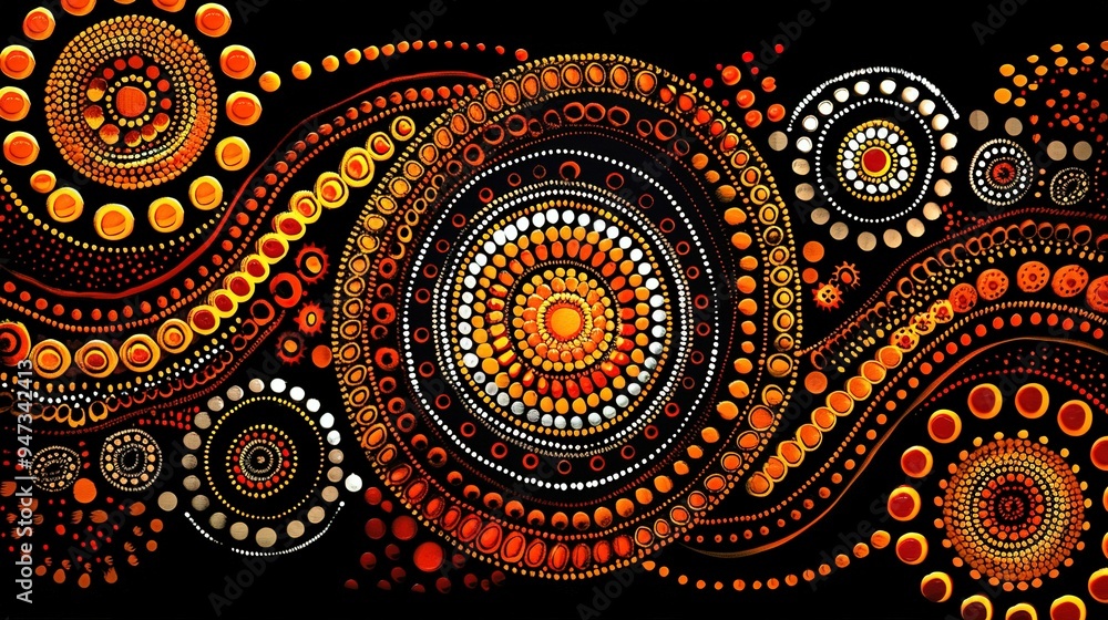 Australian Aboriginal Dot Painting Style Art: Dreamtime Story of the Land Australian Aboriginal Dot Painting Style Art: Dreamtime Story of the Land