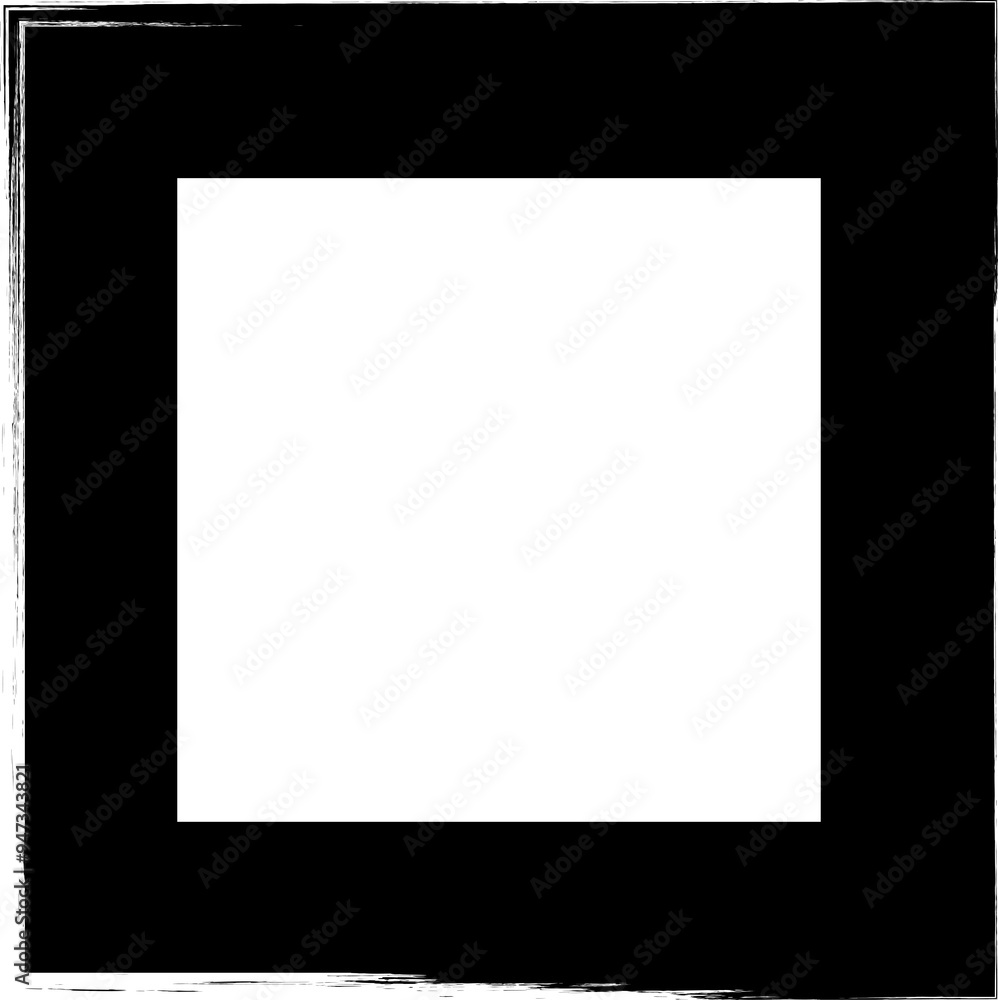 Set collection of square black frames with brush strokes Set collection of square black frames with brush strokes