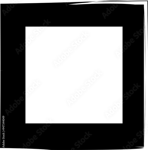 Set collection of square black frames with brush strokes