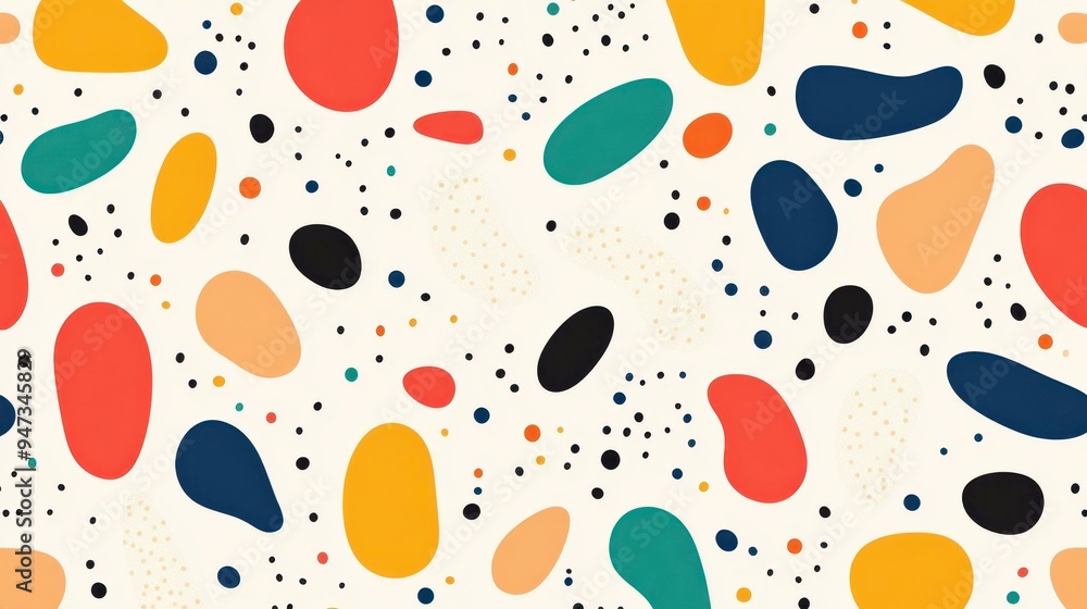 Vibrant abstract art features colorful circles and ovals, combining Memphis dots and lines for a modern, playful touch. Vibrant abstract art features colorful circles and ovals, combining Memphis dots and lines for a modern, playful touch.