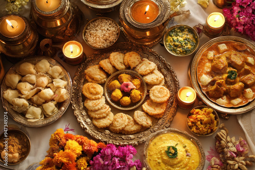 Diwali snacks with sweets and salted photo