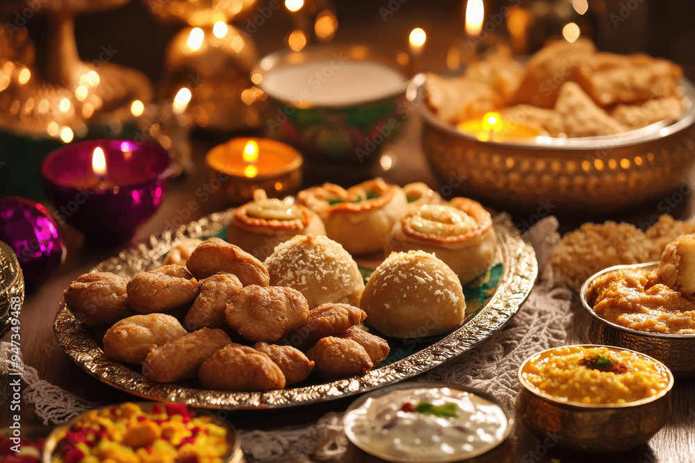 Diwali snacks with sweets and salted Diwali snacks with sweets and salted