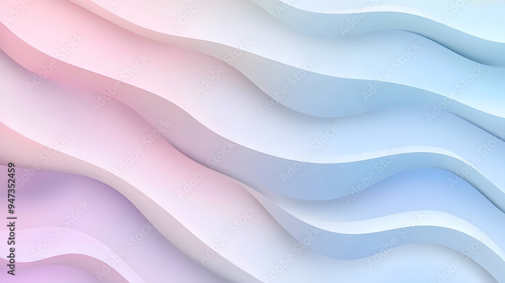 Obraz premium Smooth flowing pastel gradient waves creating a calm elegant and modern presentation background The digital features a minimalist soothing color palette and fluid dynamic lines