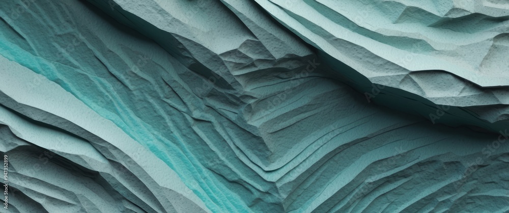 Obraz premium Abstract Close-Up of Textured Teal and Gray Rock Formation