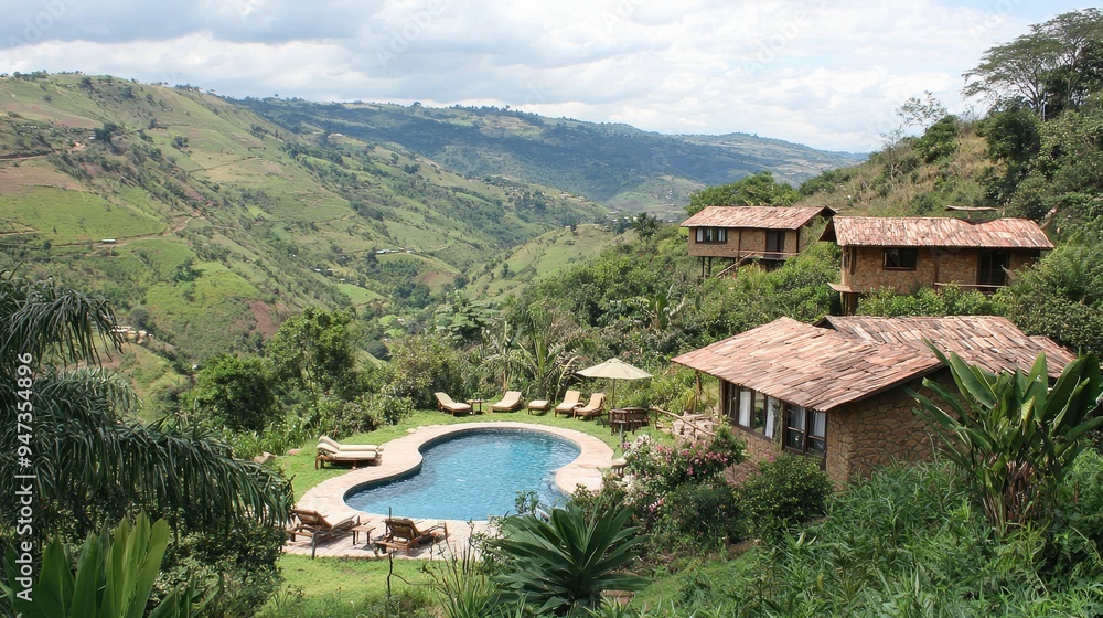 Luxury Resort Swimming Pool with Mountain View and Tropical Garden Luxury Resort Swimming Pool with Mountain View and Tropical Garden