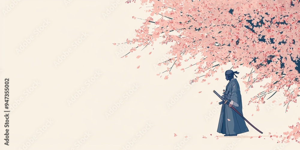 Samurai under Cherry Blossom Tree Samurai under Cherry Blossom Tree