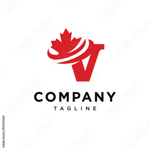 Letter V Mapple Leaf logo icon vector