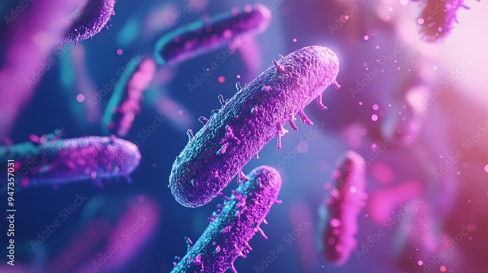 Microscopic Bacteria in Purple and Blue Light Microscopic Bacteria in Purple and Blue Light