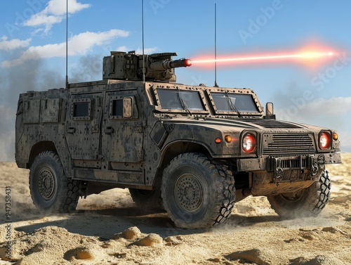 Military Armored Vehicle with Laser Weapon 