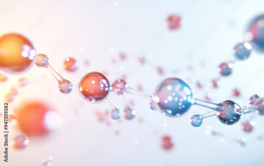 Abstract representation of molecular structures with colorful spheres and connections, symbolizing scientific innovation and discovery. Abstract representation of molecular structures with colorful spheres and connections, symbolizing scientific innovation and discovery.