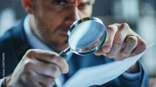 Close-up on a professional auditor conducting a rigorous compliance check a blend of focus and expertise