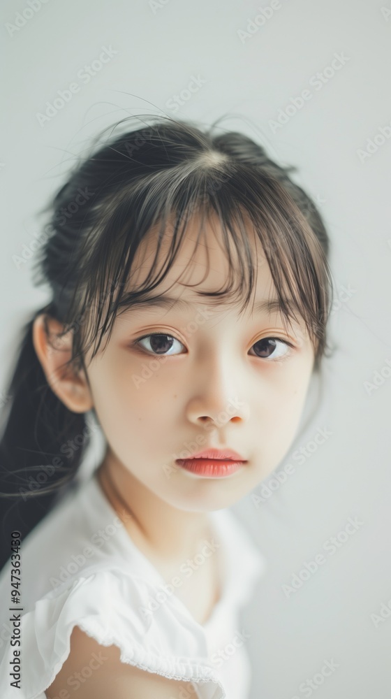 Captivating Portrait of a Thoughtful and Elegant Young Asian Woman Gazing Intently with a Serene Captivating Portrait of a Thoughtful and Elegant Young Asian Woman Gazing Intently with a Serene