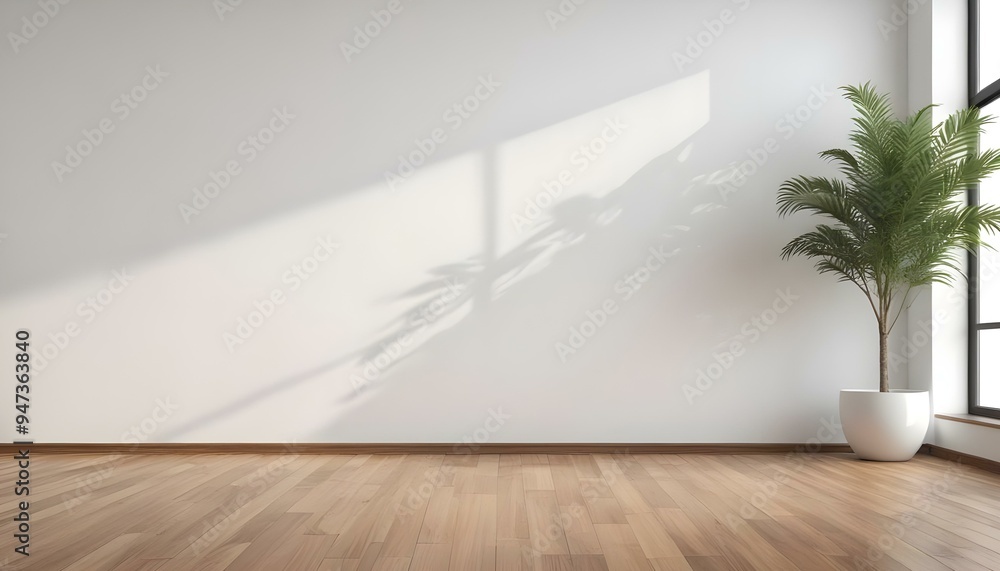 Empty room with white wall and wooden floor Empty room with white wall and wooden floor