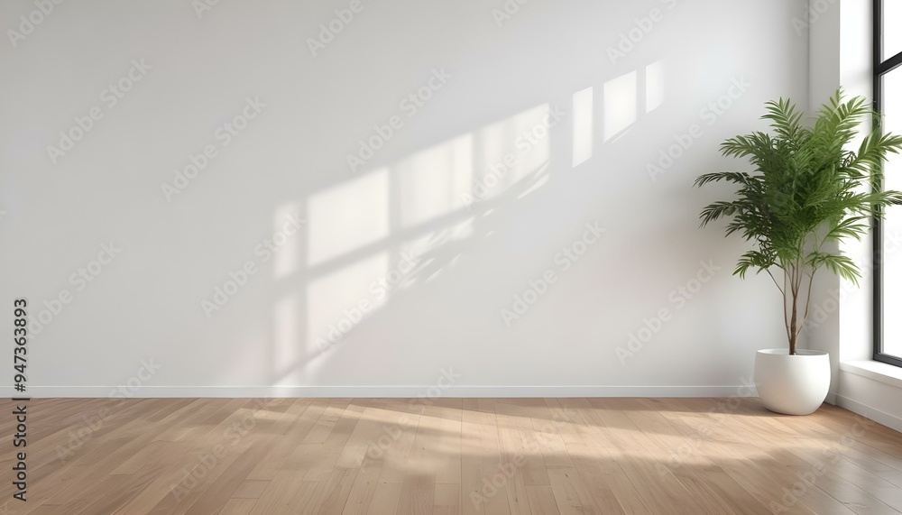Empty room with white wall and wooden floor Empty room with white wall and wooden floor