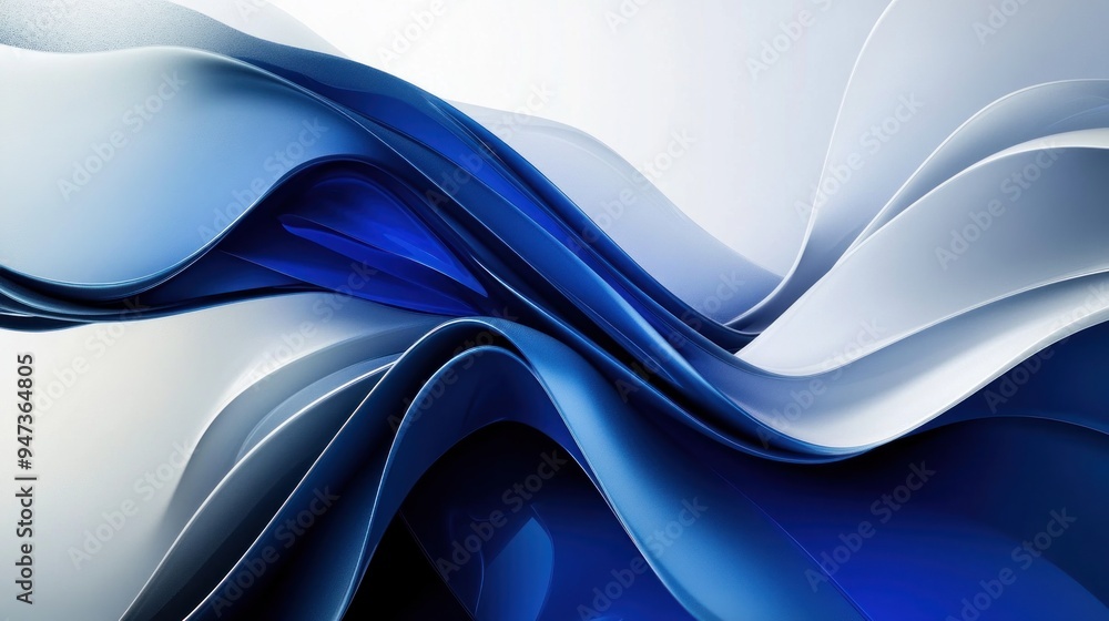 Fototapeta premium Abstract Blue and White Wave Design