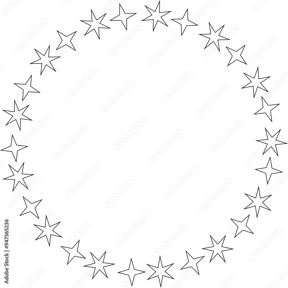 Stars various arranged in a circle. Decoration elements Stars various arranged in a circle. Decoration elements