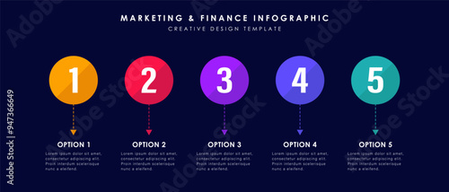 Vector infographics element design template with colorful bright circles. Step by step to success, step-by-step instructions