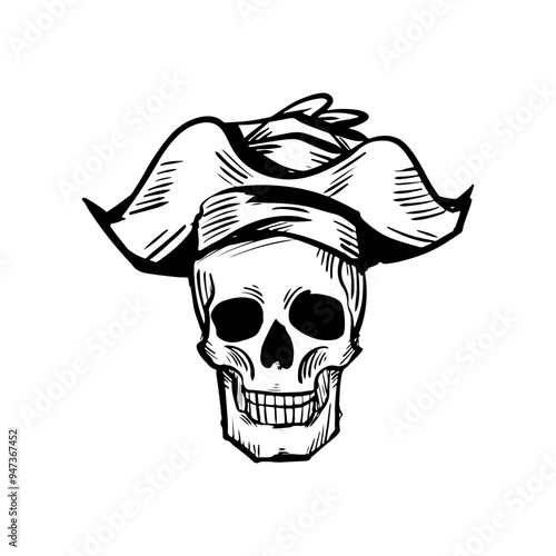 Pirate skull with vintage design