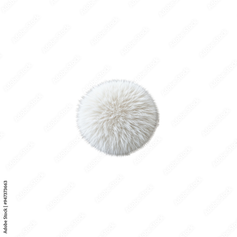 White, fluffy fur ball isolated on a white background White, fluffy fur ball isolated on a white background