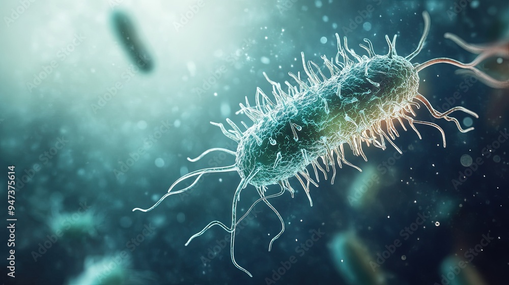 Microscopic Bacteria Illustration D Render of Single Bacterium Microscopic Bacteria Illustration D Render of Single Bacterium