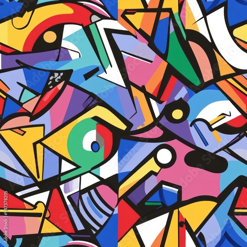 Wallpaper Mural Seamless pattern of graffiti art with colorful geometric shapes Torontodigital.ca