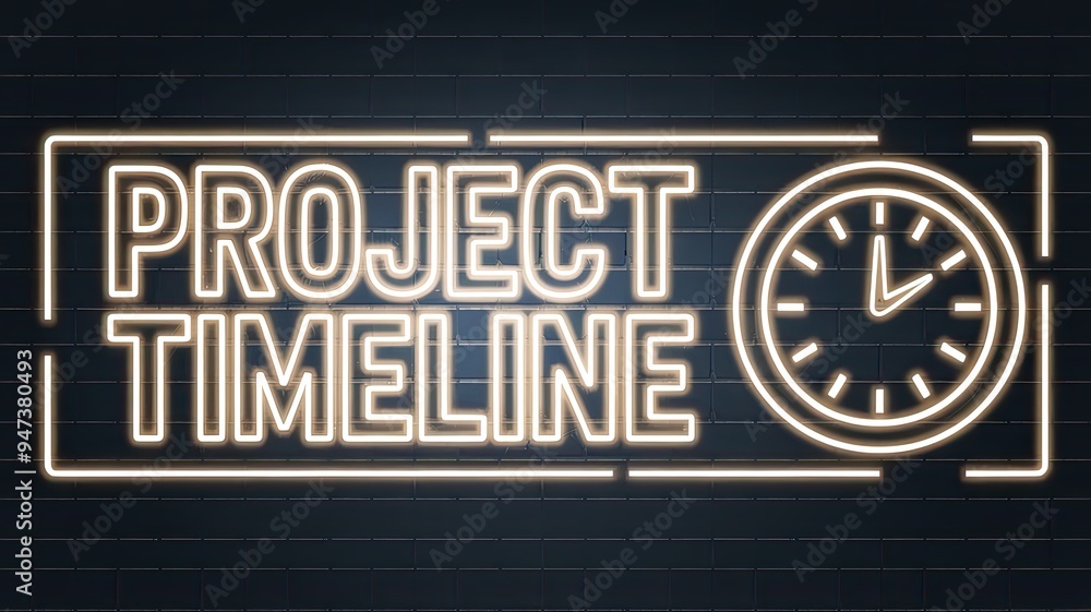 Neon Project Timeline with Clock Graphic Neon Project Timeline with Clock Graphic