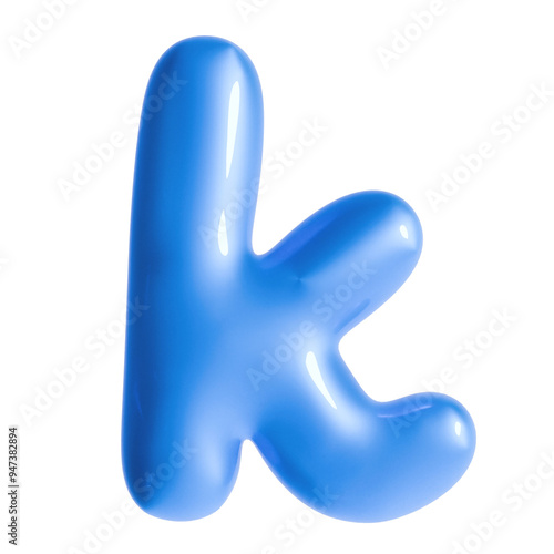  Blue 3D Lowercase Letter K