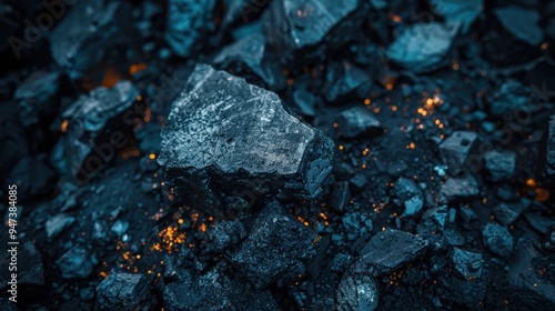 Coal: Combustible black/brownish-black rock used for power and steel, coal is a major source of CO2 emissions and air pollution, affecting the environment.
 photo