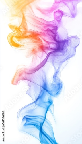 Colorful smoke waves blend beautifully in shades of purple, blue, and orange, creating a captivating abstract background.