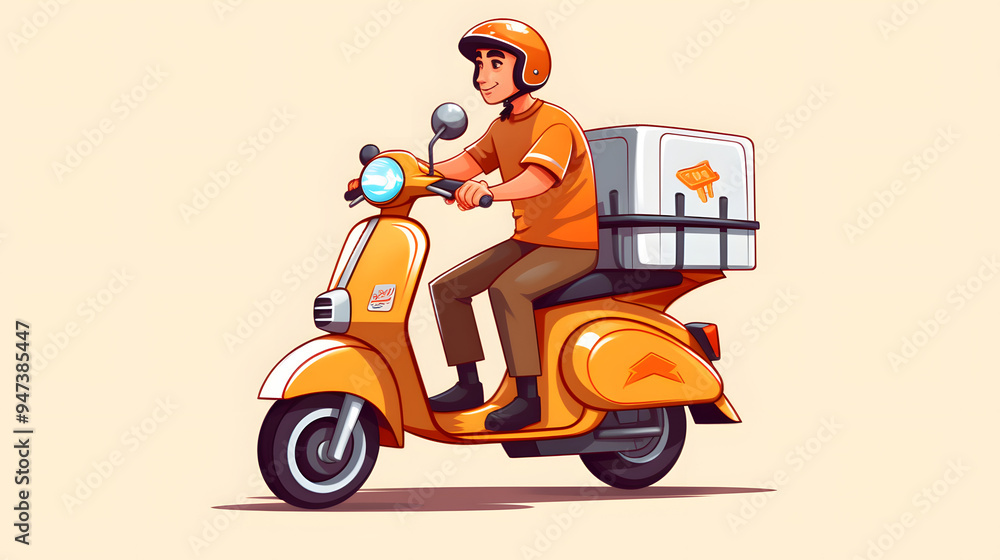 Delivery person illustration logo Delivery person illustration logo