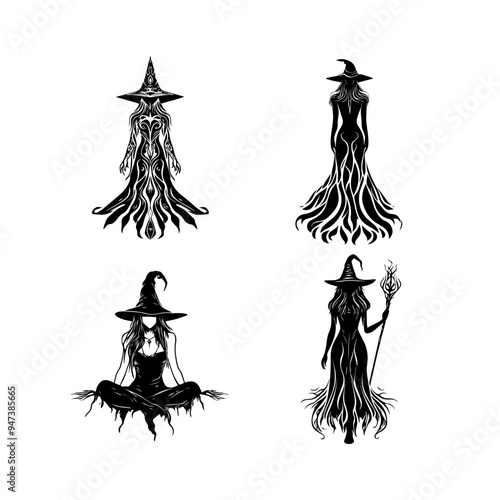 icon sheet black and white illustrations about the supernatural, about the supernatural