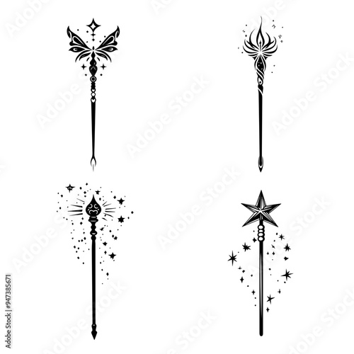 icon sheet black and white illustrations about the supernatural, about the supernatural