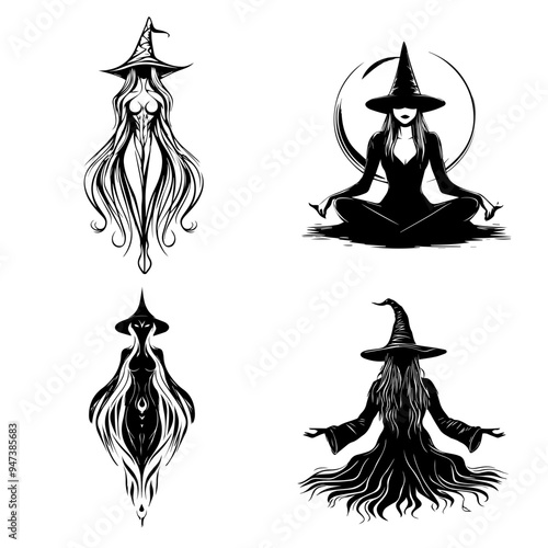 icon sheet black and white illustrations about the supernatural, about the supernatural