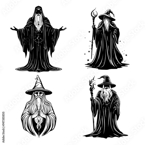 icon sheet black and white illustrations about the supernatural, about the supernatural