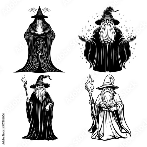 icon sheet black and white illustrations about the supernatural, about the supernatural