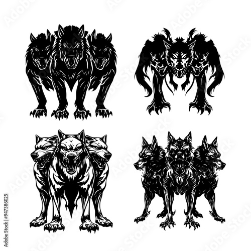 icon sheet black and white illustrations about the supernatural, about the supernatural
