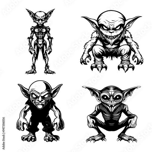icon sheet black and white illustrations about the supernatural, about the supernatural
