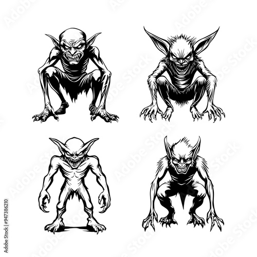 icon sheet black and white illustrations about the supernatural, about the supernatural
