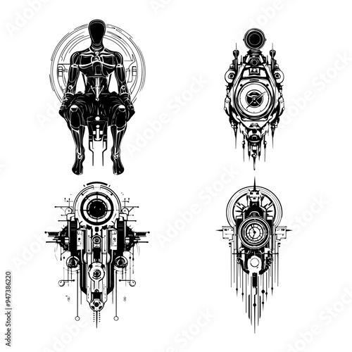 icon sheet black and white illustrations about the supernatural, about the supernatural